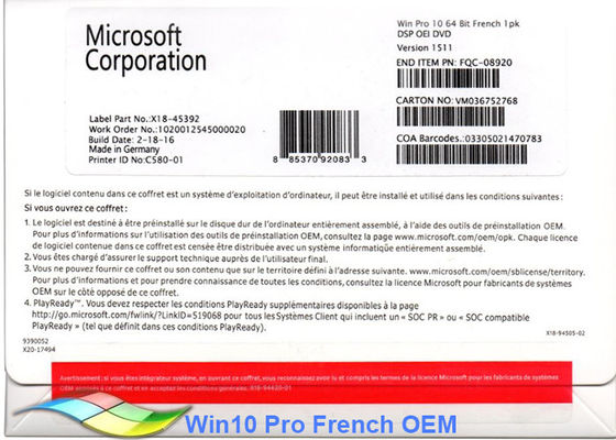 China OEM comercial de la etiqueta engomada 64Bit del OEM del 100% Windows 10 originales favorable proveedor