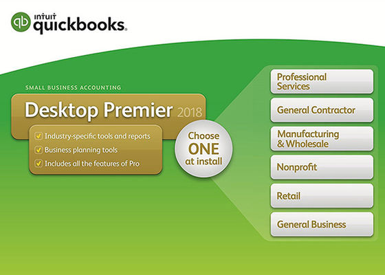 China Primero ministro de escritorio auténtico 2018 de QuickBooks con la suscripción de un año del pequeño software de la contabilidad empresarial de la edición de la industria proveedor