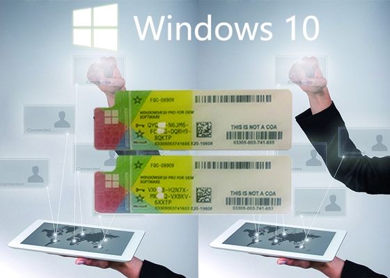 China Etiqueta engomada del COA de Windows 10 llenos de la versión favorable que trabaja sistemas adaptables dominantes seriales de FQC 64bit proveedor