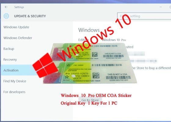 China Etiqueta engomada de la licencia del COA de la certificación del CE/llave del producto del profesional de Windows 10 proveedor