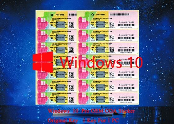China Favorable COA de Microsoft Windows 10 auténticos que trabaja la etiqueta engomada serial para la lengua multi de la versión completa de la PC proveedor