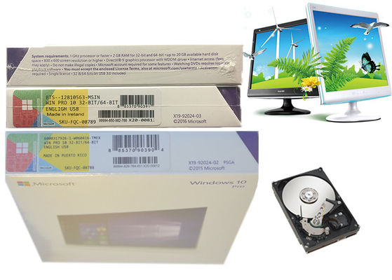 China Pedazo casero USB 3,0 de Windows 10 FPP 32/64 y llave original de la venta al por menor de la licencia del OEM para el ordenador proveedor